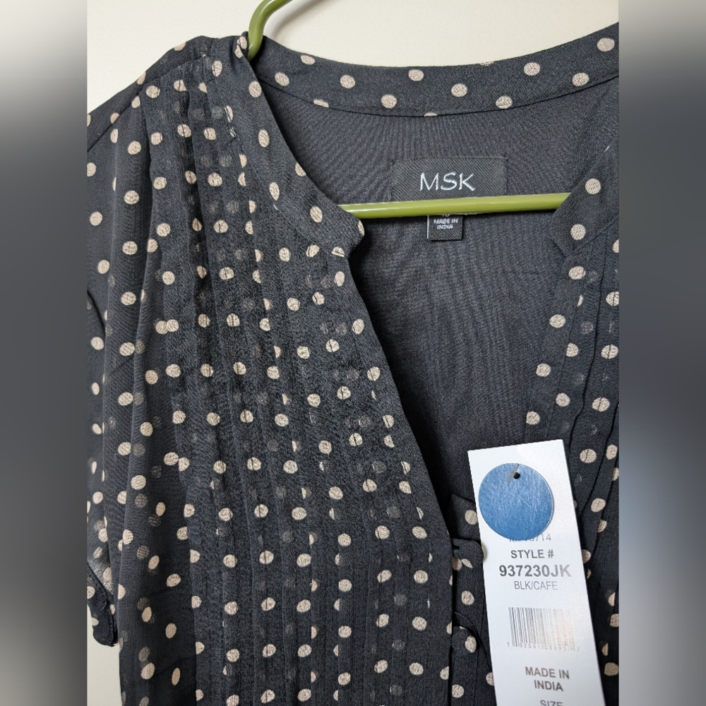 MSK Black and White Polka Dot Midi Dress - Picture 3 of 3